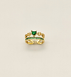 Gold Heart-Shaped Emerald and Green Stone Ring