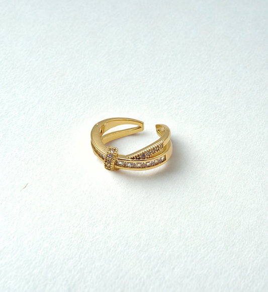 Gold Textured Band with Crystals