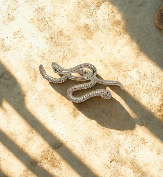 Silver Snake-Inspired Statement Ring