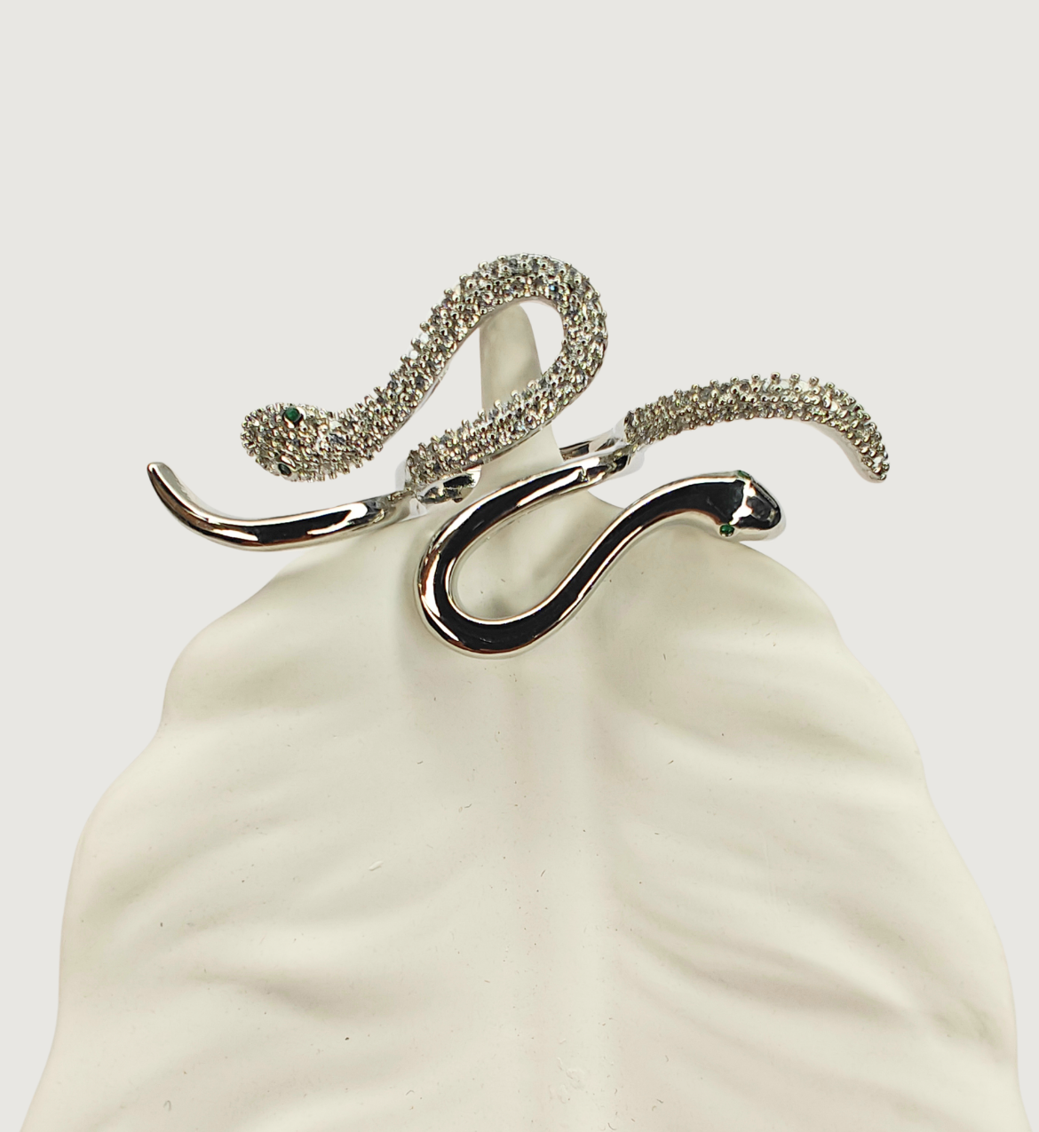 Silver Snake-Inspired Statement Ring