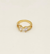 Gold Double Stone Ring with Clear Accents