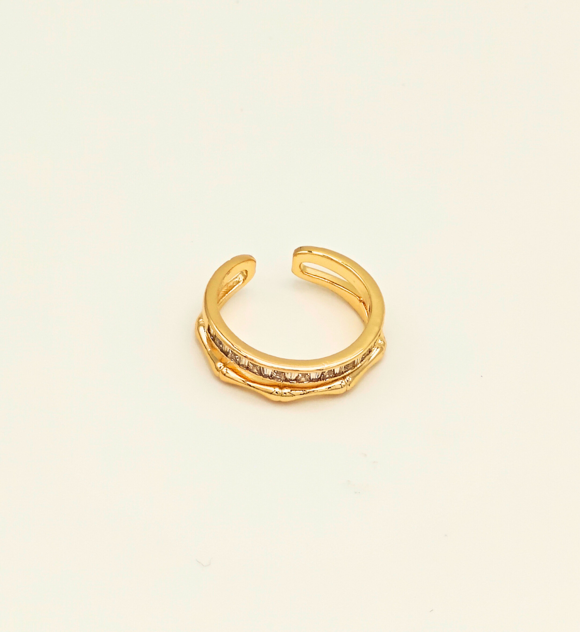 Gold Twisted Design Ring with Clear Stones