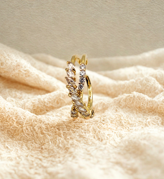 Gold Leaf and Stone Cuff Ring