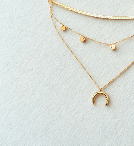 Moon and Disc Layered Necklace