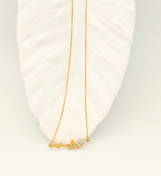 Heartbeat with Heart Charm Pendant