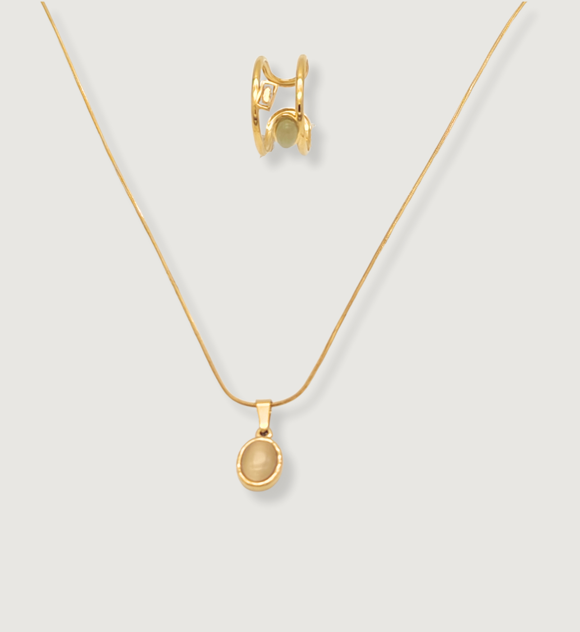 Beige Oval Stone Pendant
