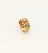 Textured Gold Ring with Star and Stone