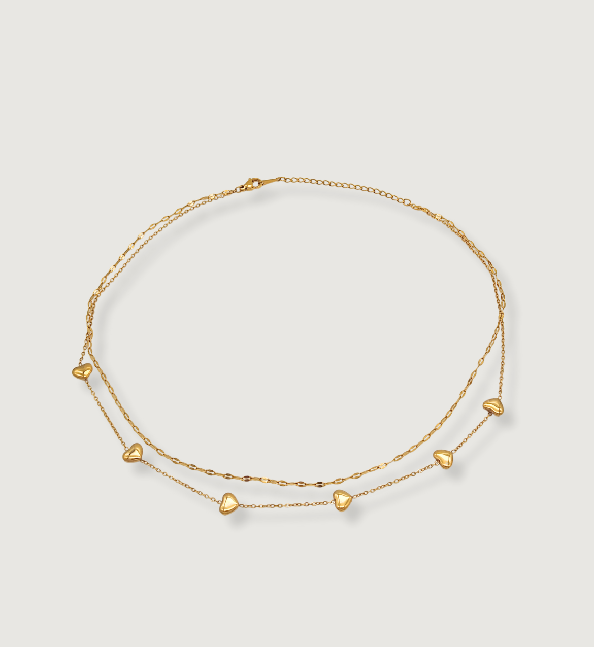 Double Layered Heart Chain Necklace
