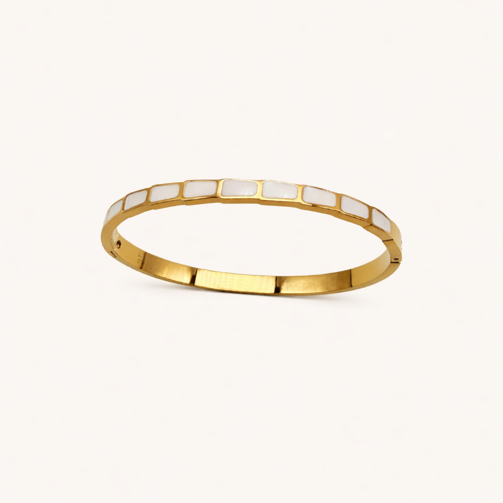 White Enamel Gold Bracelet