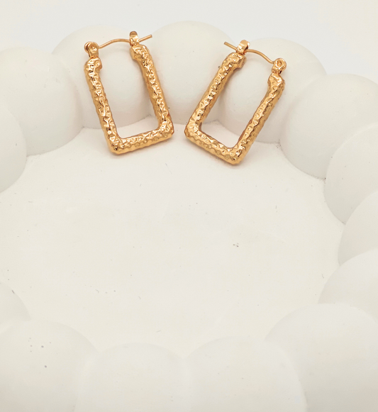 Textured Rectangle Hoop Earrings