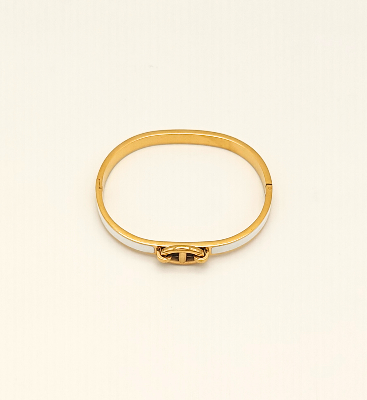 Gold & White Enamel Bangle