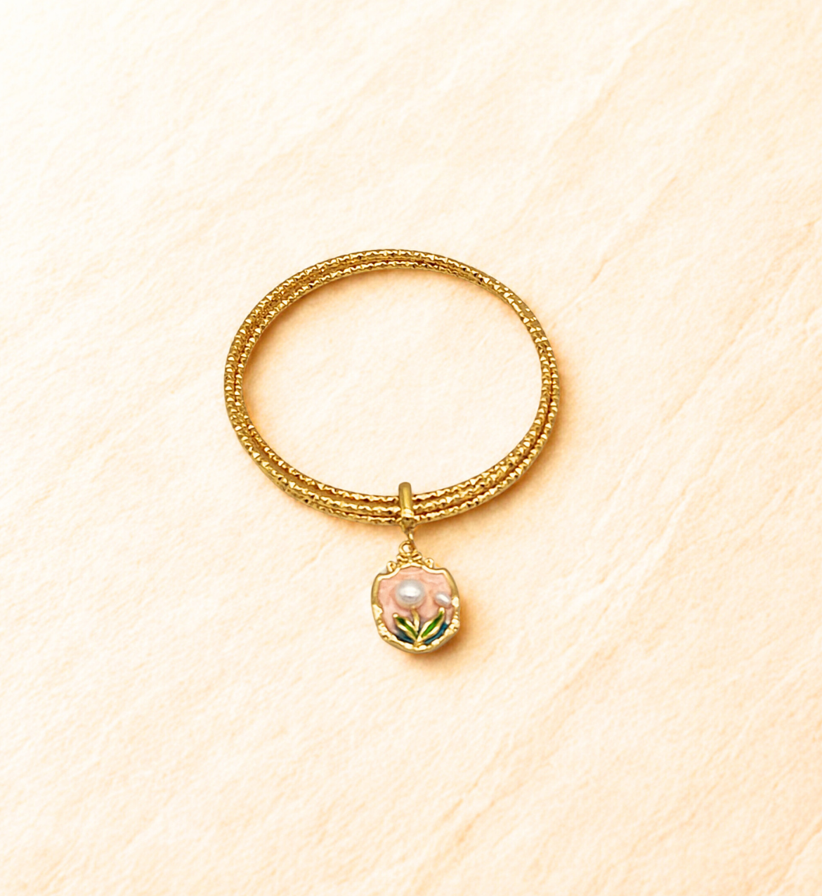Floral Charm Gold Bracelet