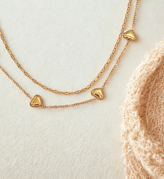 Double Layered Heart Chain Necklace
