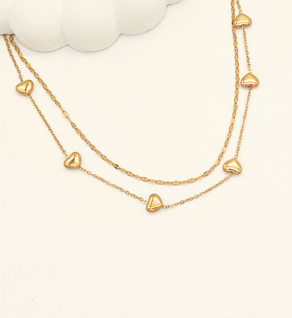 Double Layered Heart Chain Necklace