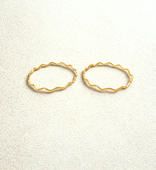 Wavy Gold Bangles (Set of 2)