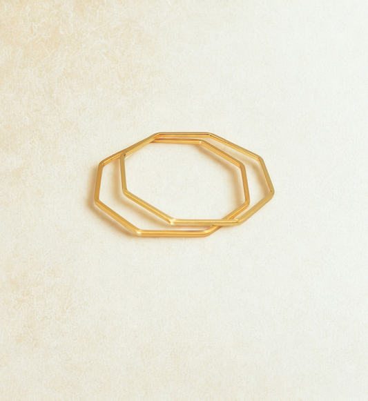 Geometric Gold Bangles (Set of 2)