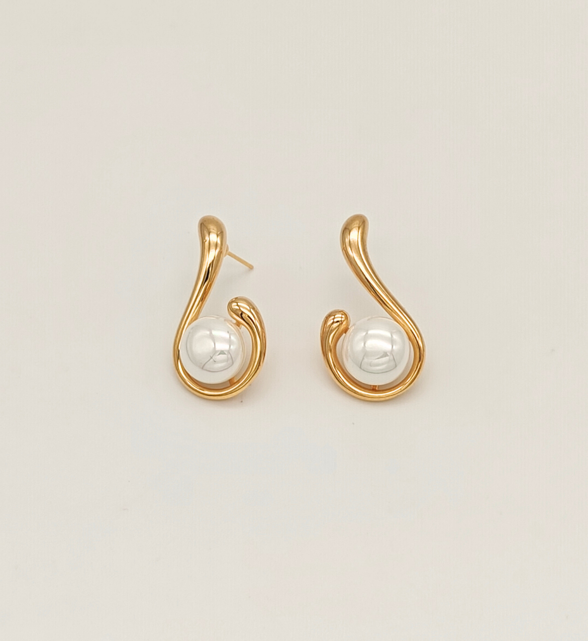 Pearl Accent Swirl Earrings