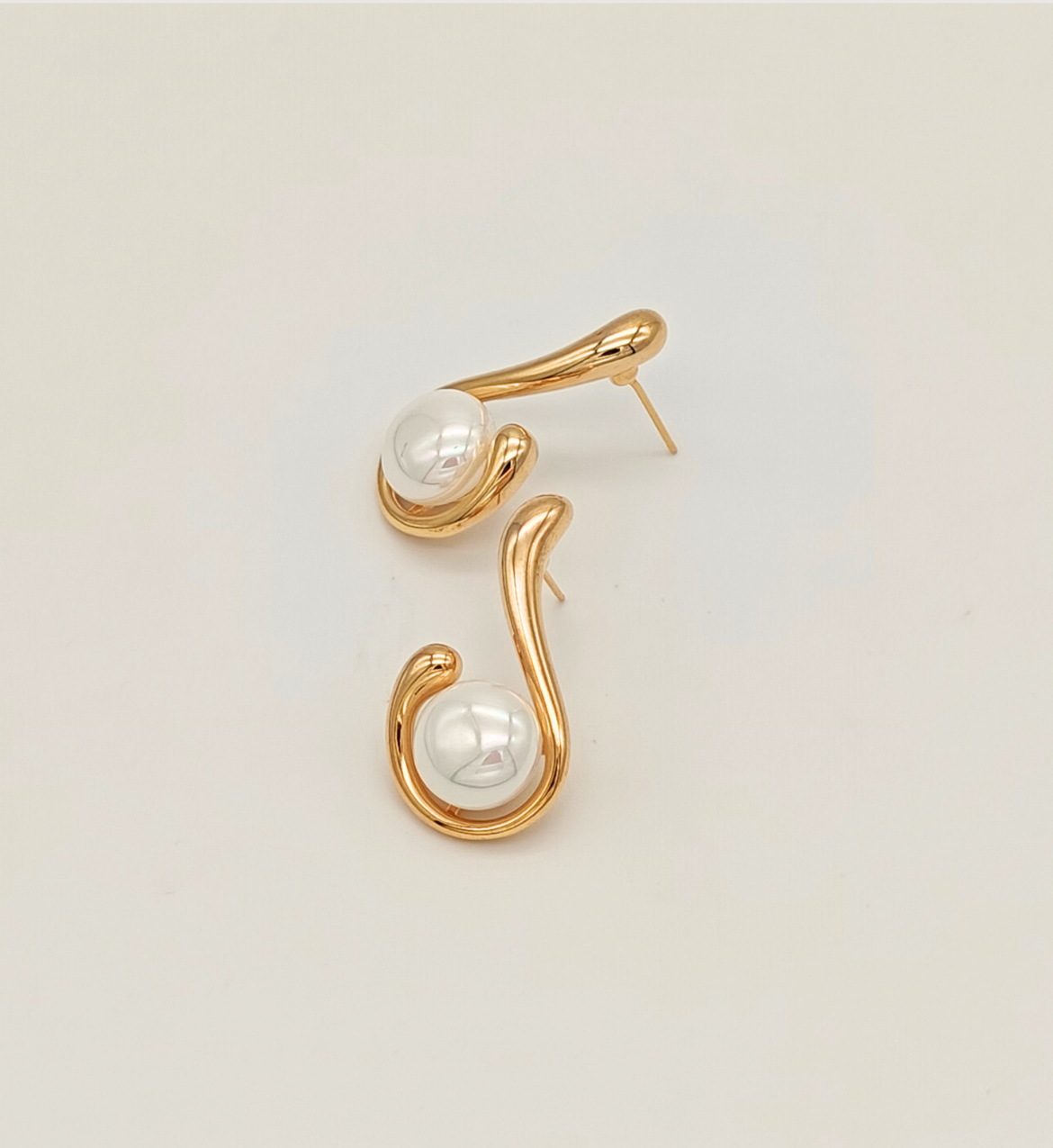 Pearl Accent Swirl Earrings