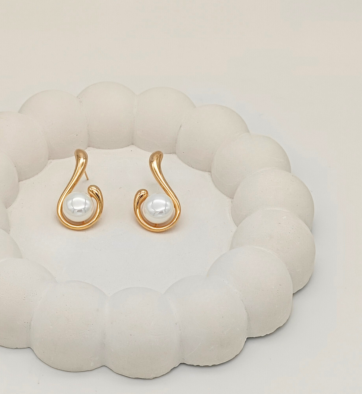 Pearl Accent Swirl Earrings