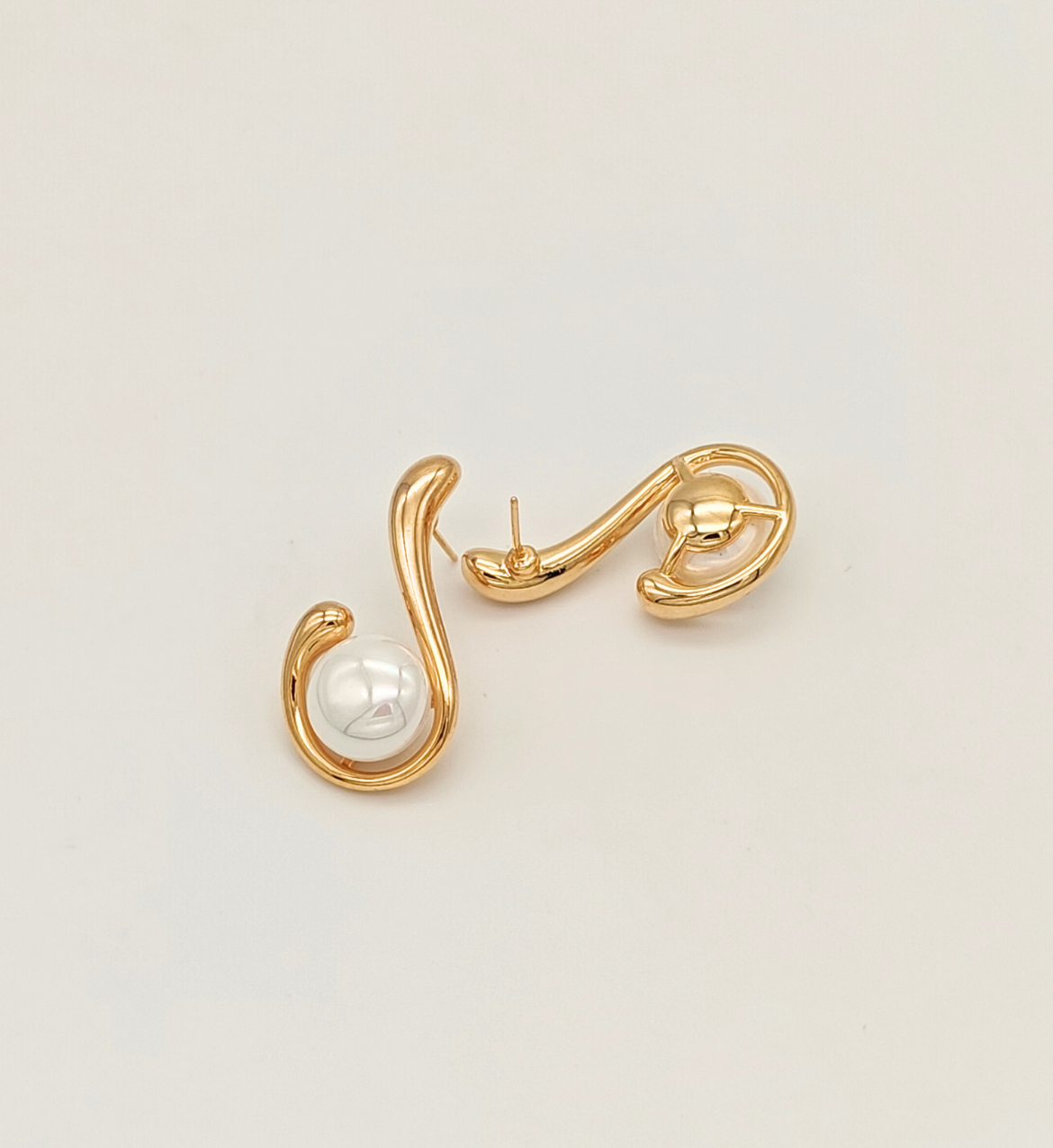 Pearl Accent Swirl Earrings