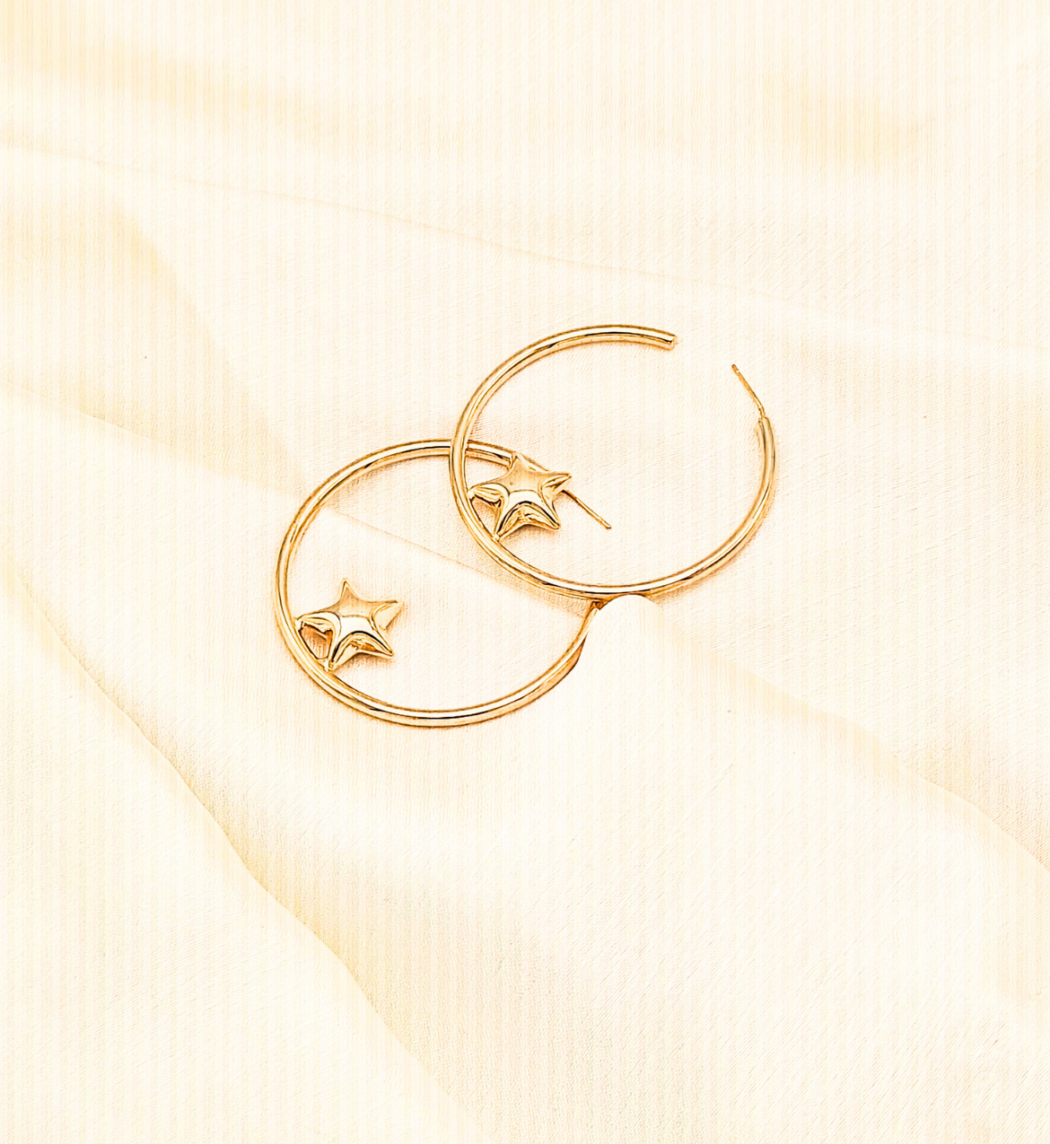 Starry Hoop Gold Earrings