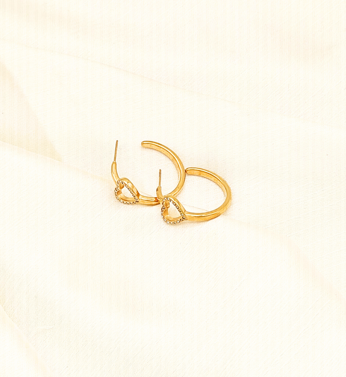 Heart Hoop Gold Earrings