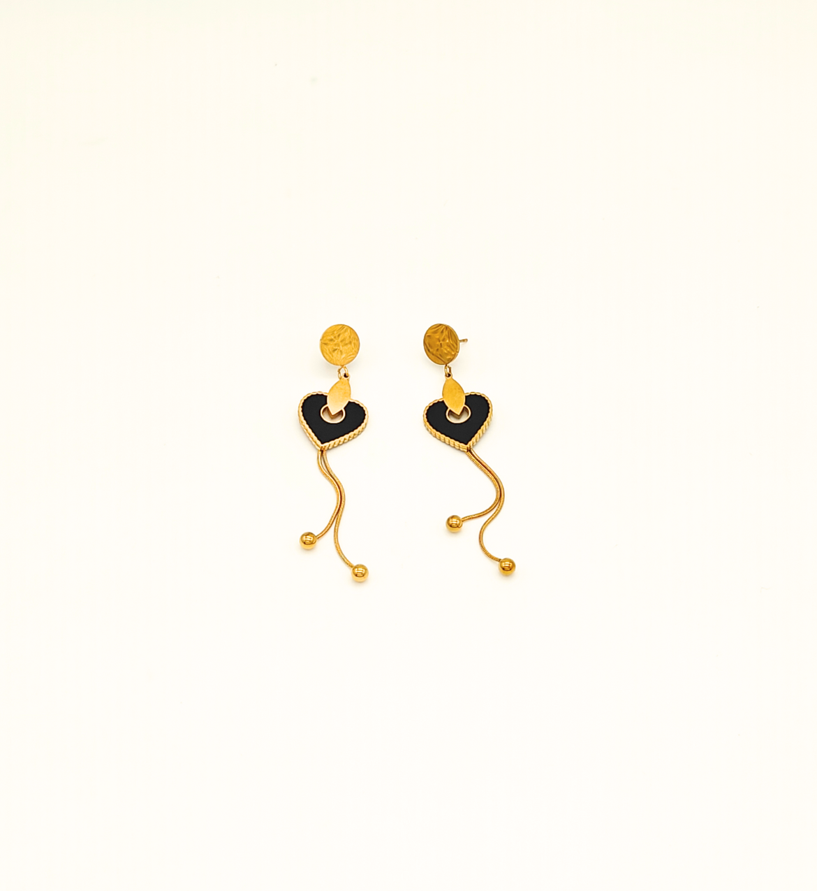 Black Heart Drop Earrings