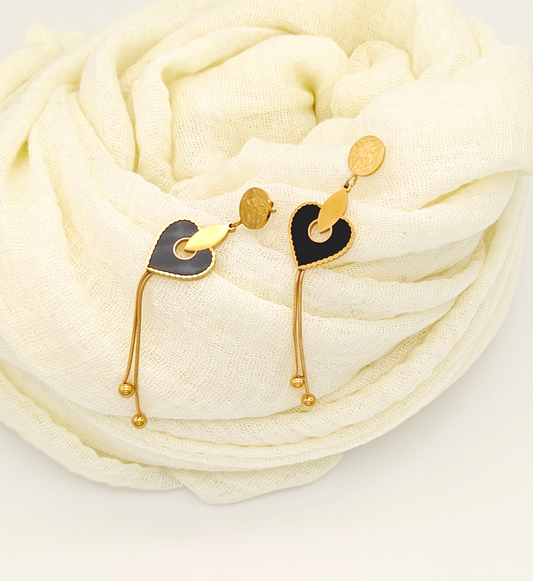 Black Heart Drop Earrings