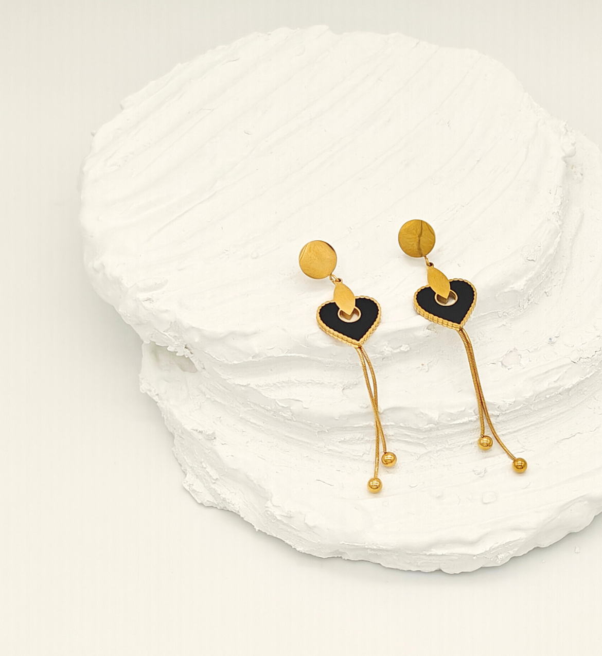 Black Heart Drop Earrings