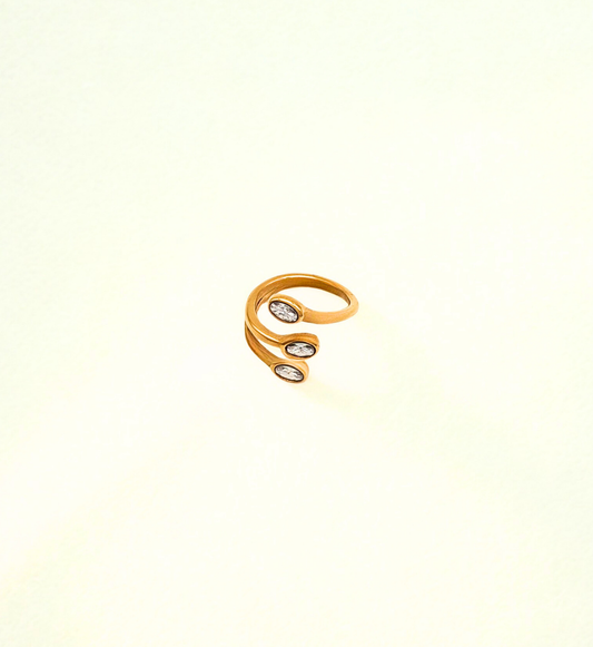 Triple Stone Gold Ring