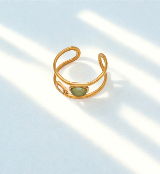 Gold Open Band Ring with Gemstone Accents