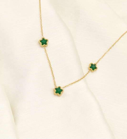 Emerald Clover Gold Necklace