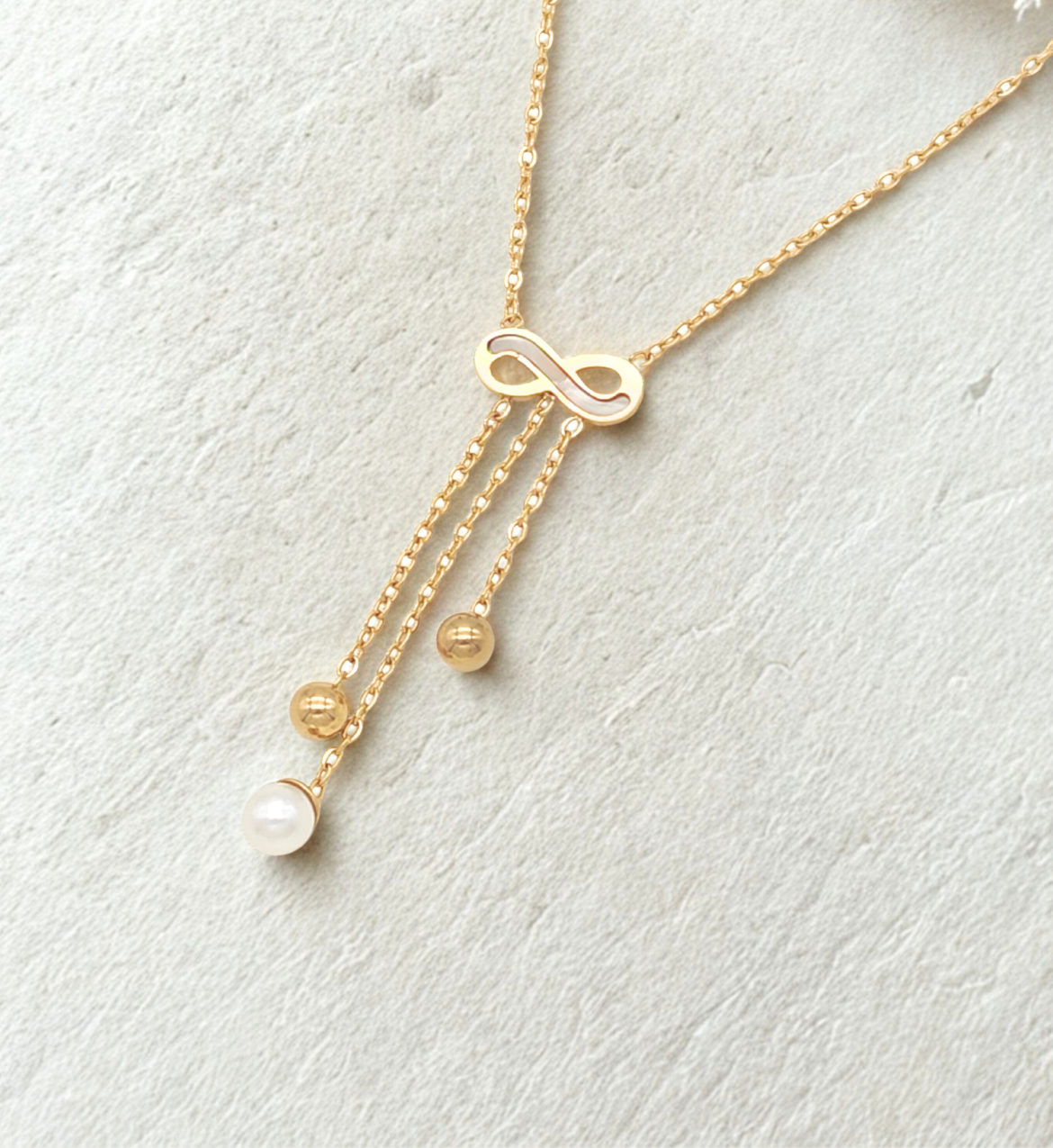 Infinity Pearl Drop Necklace