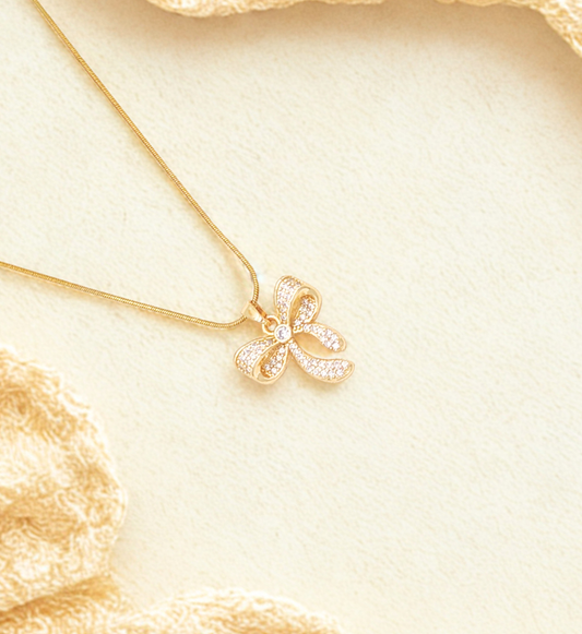 Crystal Bow Pendant Necklace
