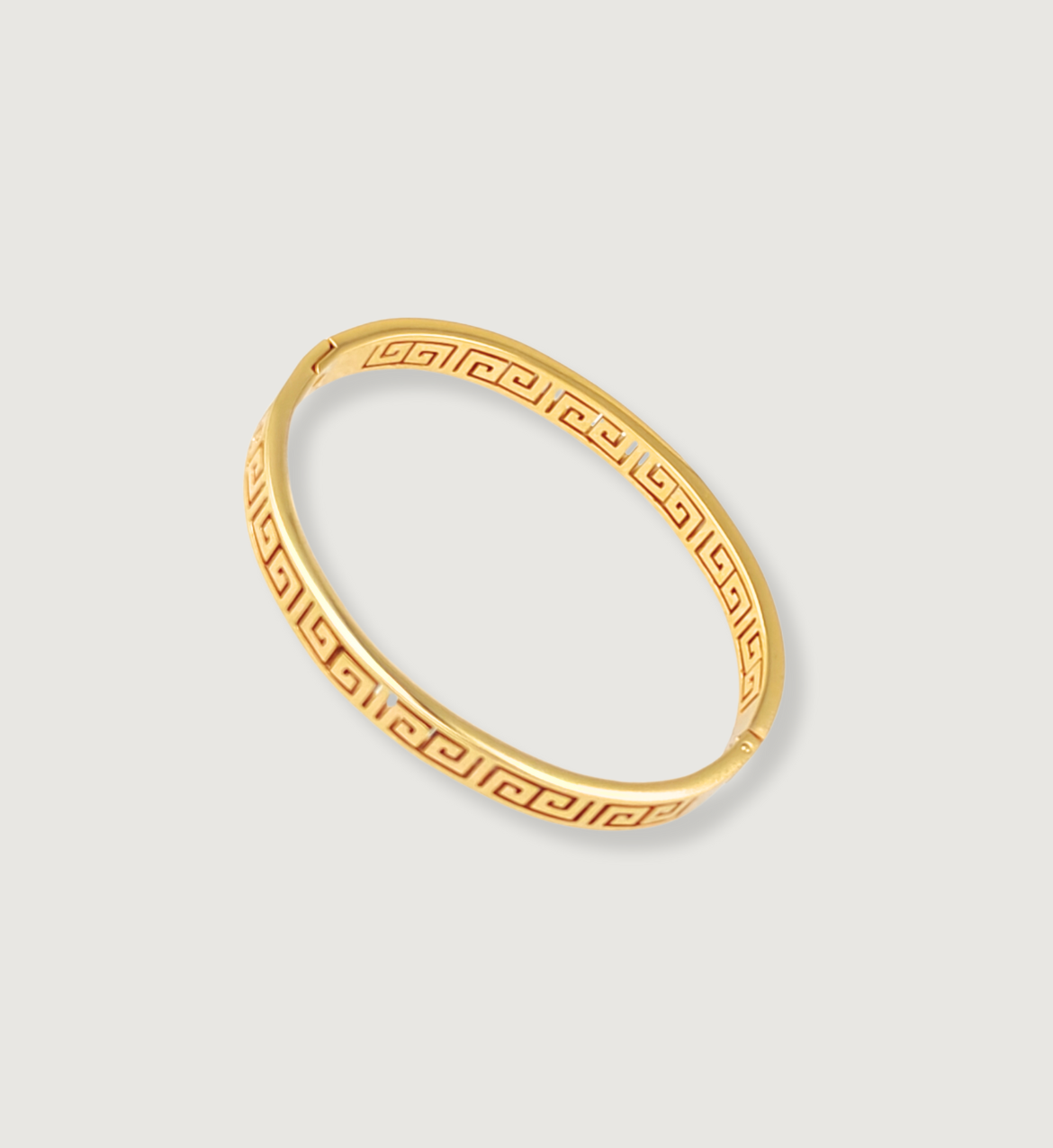 Greek Key Design Gold Bangle