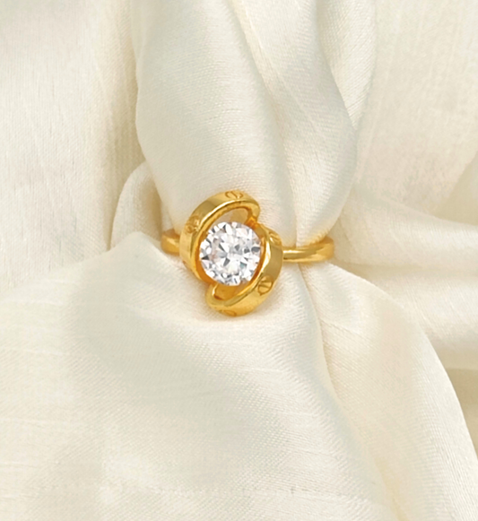 Gold Twisted Heart Stone Ring