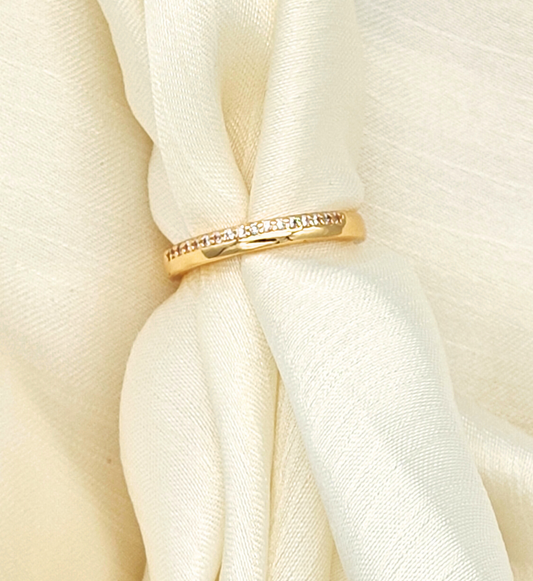 Gold Half-Band Ring with Stones