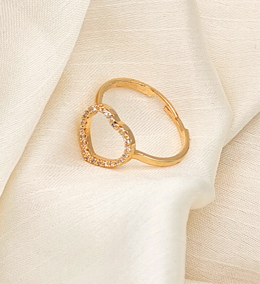 Gold Heart-Shaped Open Ring