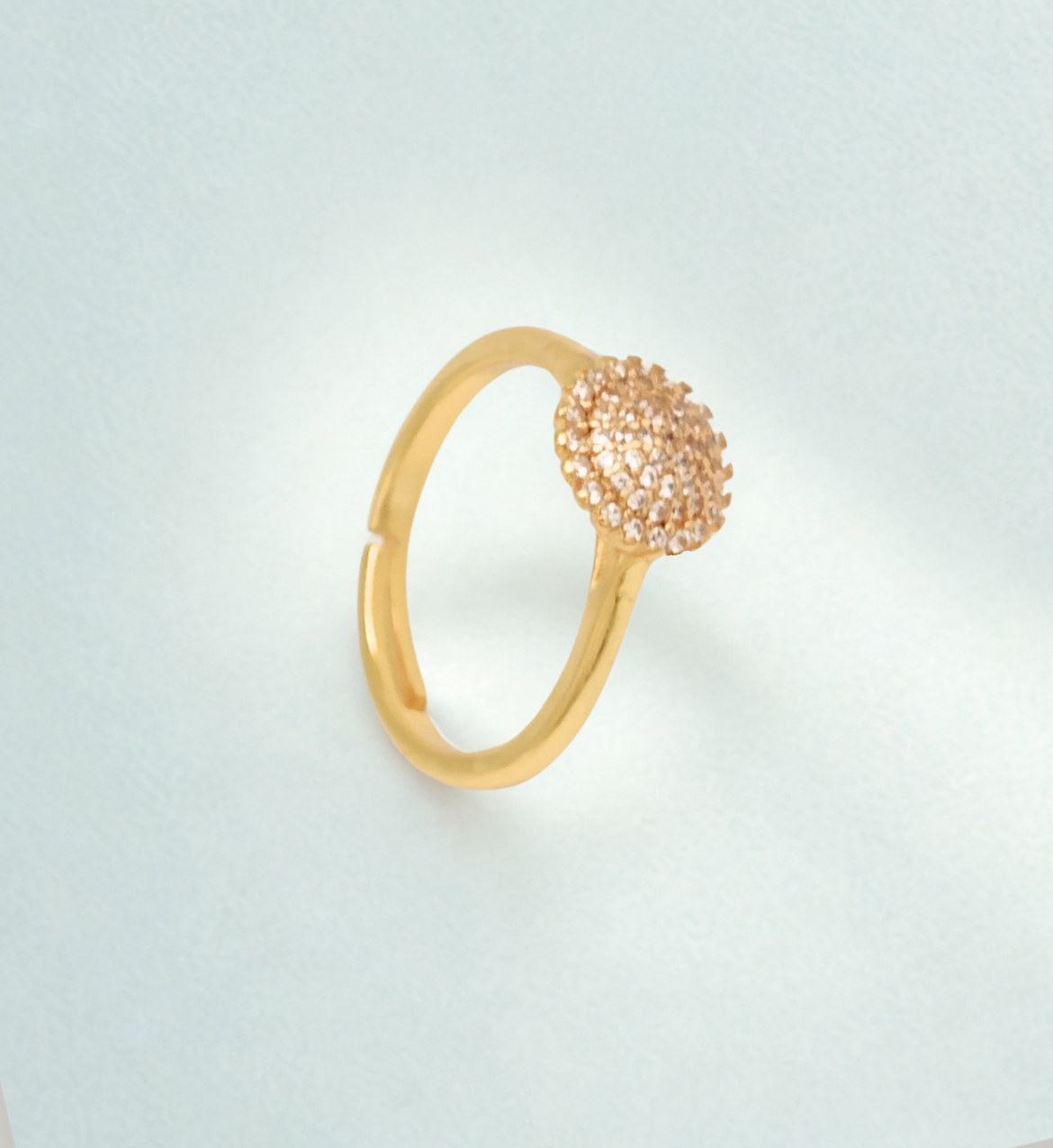 Gold Pave Stone Round Ring