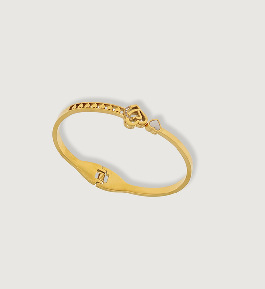 Gold Heart and Stone Bangle