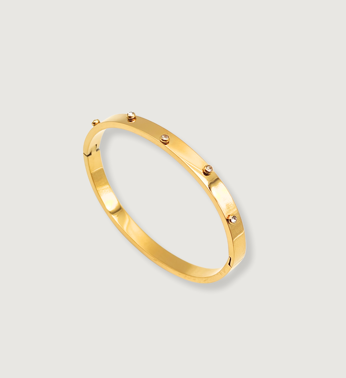 Gold Smooth Bangle with Stud Accents
