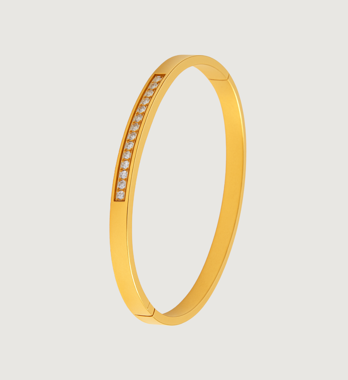 Sleek Gold Bangle with Crystal Accents