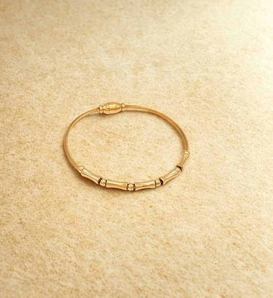 Gold Bamboo-Inspired Bangle