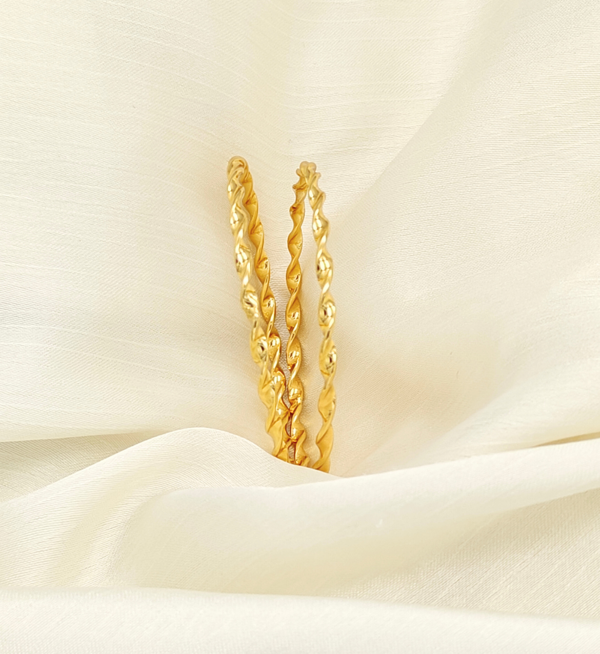 Twisted Gold Bangles Set
