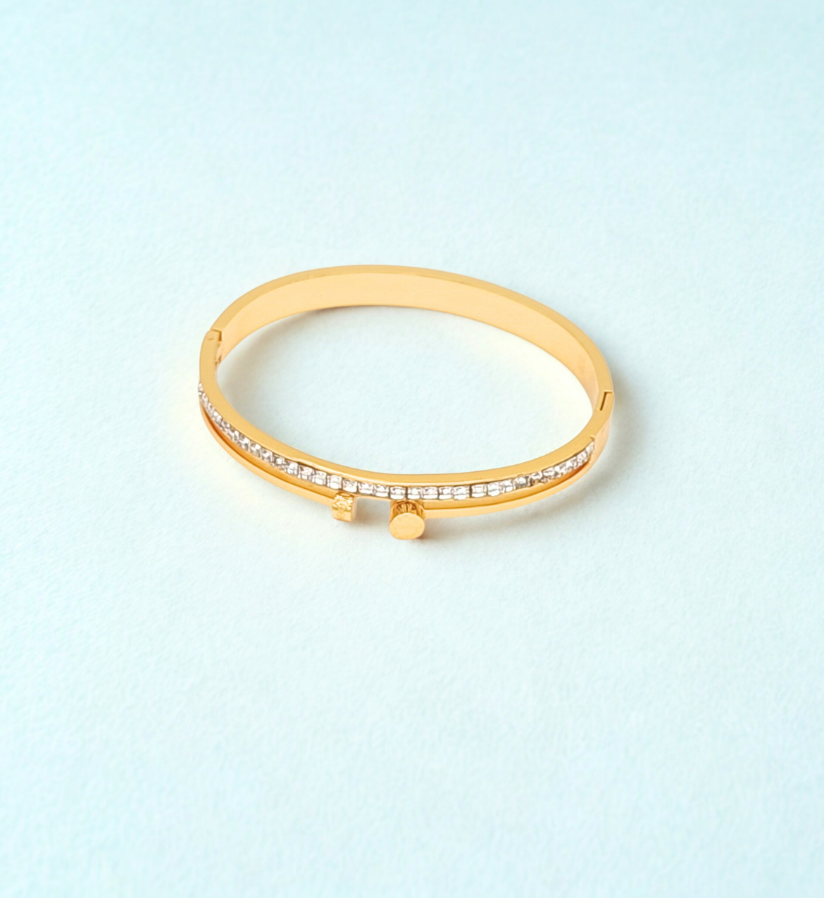 Gold Bangle with Crystal Accent