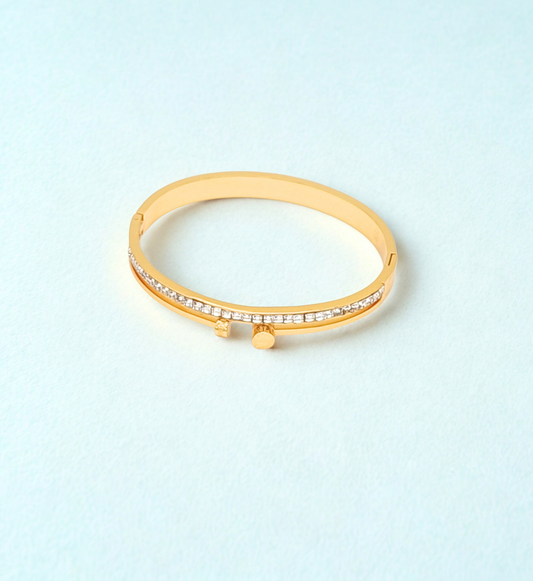 Gold Bangle with Crystal Accent