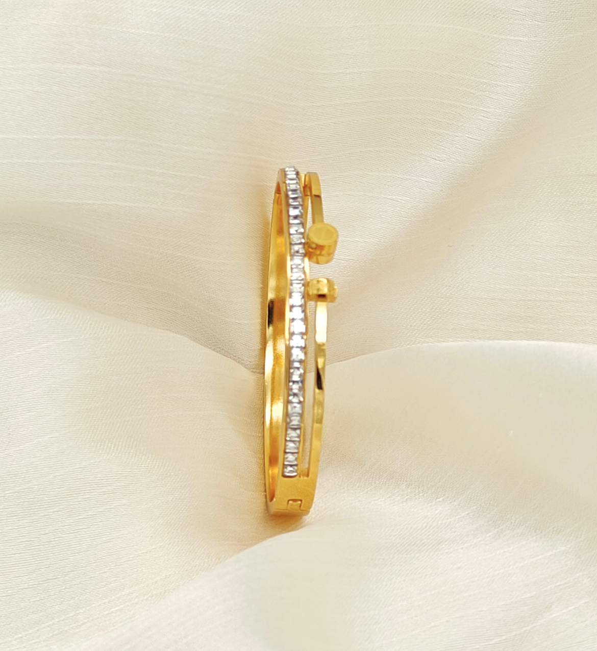 Gold Bangle with Crystal Accent