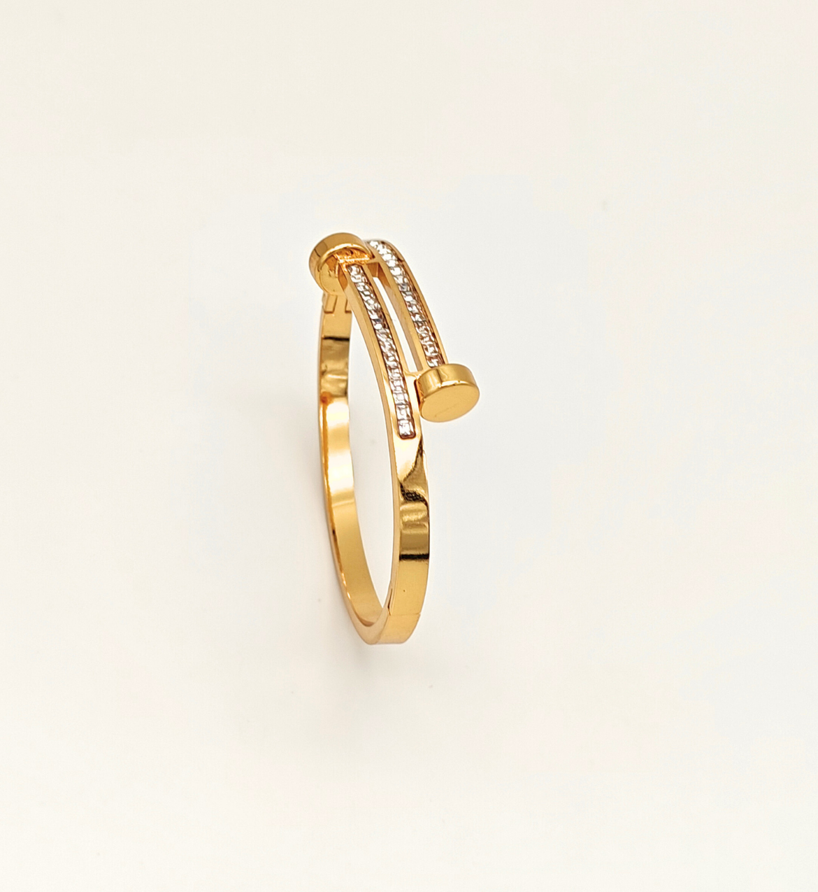Gold Double Bar Bangle with Crystals