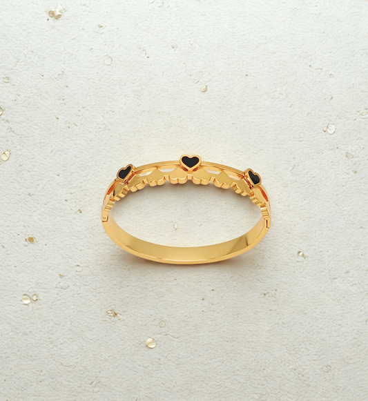 Gold Openwork Heart Bangle