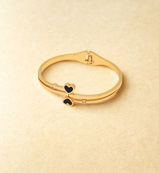 Gold Heart-Accented Bangle